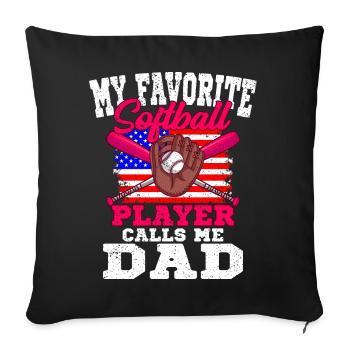 Le joueur de softball préféré m’appelle Papa Baseball - Housse de coussin décorative 45 x 45 cm - noir - Devant