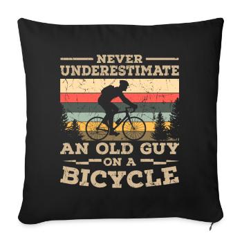 Old Man On Bike Cycling Biker Bike Tour - Sofa pillowcase 17,3'' x 17,3'' (45 x 45 cm) - black - Front