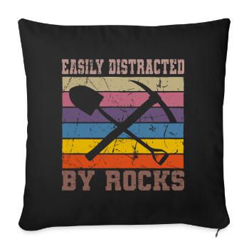 Vintage Retro Geologist Crystal Stone Collector - Sofa pillowcase 17,3'' x 17,3'' (45 x 45 cm) - black - Front