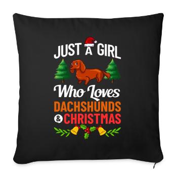 Doxie Teckel Teckel Chien Noël - Housse de coussin décorative 45 x 45 cm - noir - Devant