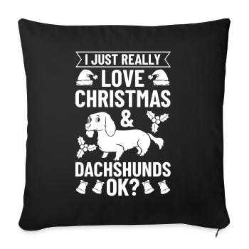Doxie Teckel Teckel Chien Noël - Housse de coussin décorative 45 x 45 cm - noir - Devant