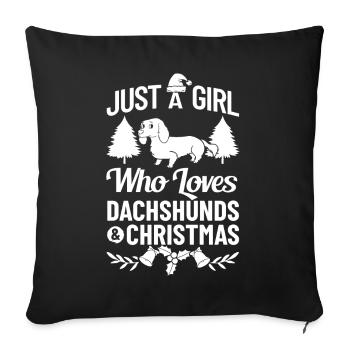 Doxie Teckel Teckel Chien Noël - Housse de coussin décorative 45 x 45 cm - noir - Devant