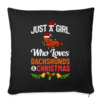 Doxie Teckel Teckel Chien Noël - Housse de coussin décorative 45 x 45 cm - noir - Devant
