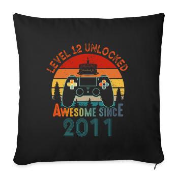 Niveau 12 Débloqué Génial Depuis 2011 Joueur drôle - Housse de coussin décorative 45 x 45 cm - noir - Devant