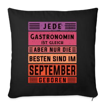 Restaurant Wirt Geburtstag September geboren - Sofakissenbezug 45 x 45 cm - Schwarz - Vorne
