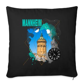 Mannheim Germany City Skyline Vintage Retro - Sofa pillowcase 17,3'' x 17,3'' (45 x 45 cm) - black - Front