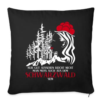 Schwarzwald Bollenhut Witz Schwarzwälder - Sofakissenbezug 45 x 45 cm - Schwarz - Vorne