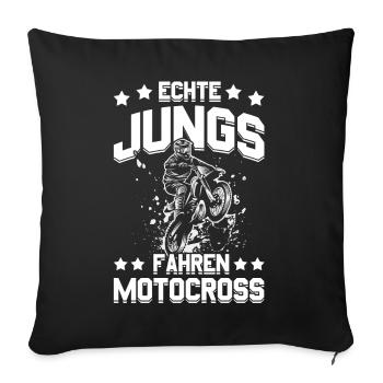 Motocross Enduro Motorrad Freestyle Extrem Sport - Sofakissenbezug 45 x 45 cm - Schwarz - Vorne