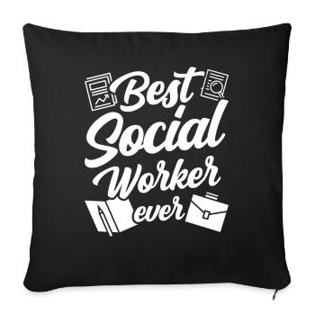 Meilleur travailleur social de tous les temps En travail social - Housse de coussin décorative 45 x 45 cm - noir - Devant