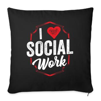 J’adore la formation en travail social - Housse de coussin décorative 45 x 45 cm - noir - Devant