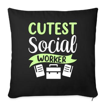 Sweetest Social Worker Social Worker Training - Sofa pillowcase 17,3'' x 17,3'' (45 x 45 cm) - black - Front