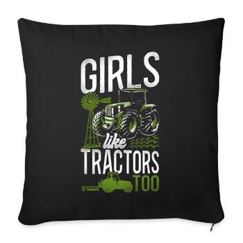 Farming Farmer Girl Tractor - Sofakissenbezug 45 x 45 cm - Schwarz - Vorne