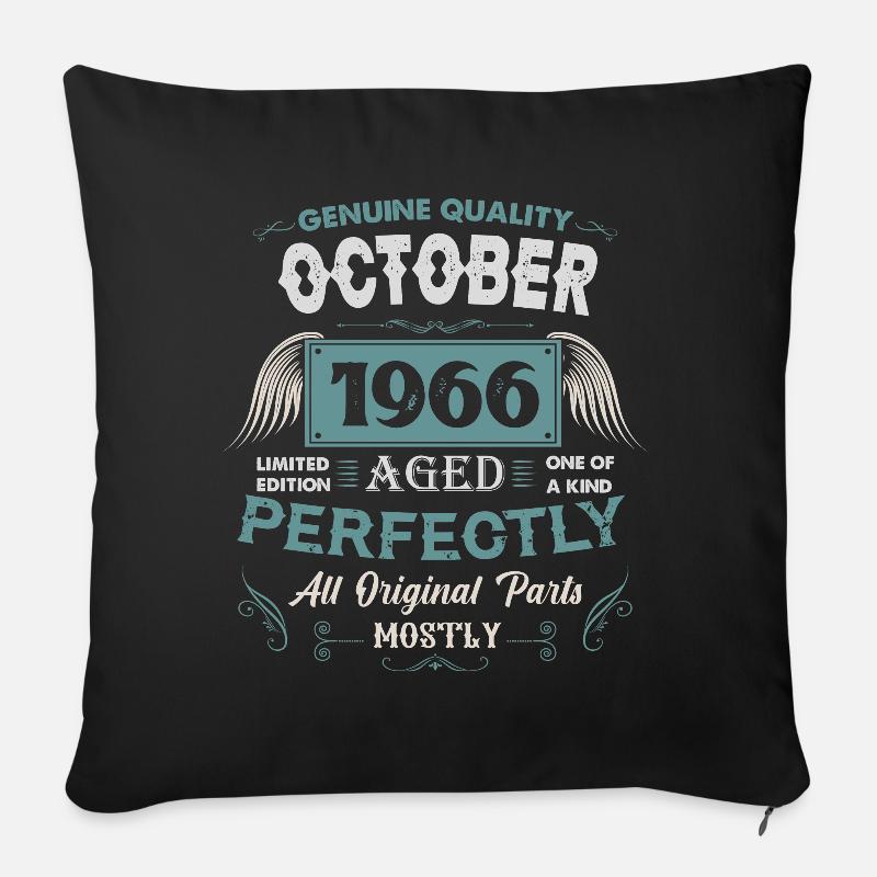 Oktober 1966 Vintage Geburtstag Geschenk - Sofakissenbezug 45 x 45 cm - Schwarz