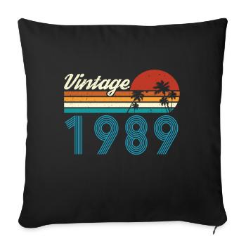 Vintage 1989 Vintage Anniversaire Rétro Vintage - Housse de coussin décorative 45 x 45 cm - noir - Devant