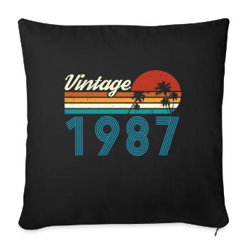 Vintage 1987 Vintage Anniversaire Rétro Vintage - Housse de coussin décorative 45 x 45 cm - noir - Devant