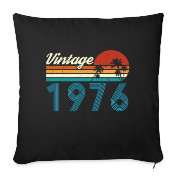 Vintage 1976 Vintage Anniversaire Rétro Vintage - Housse de coussin décorative 45 x 45 cm - noir - Devant