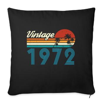 Vintage 1972 Vintage Anniversaire Rétro Vintage - Housse de coussin décorative 45 x 45 cm - noir - Devant