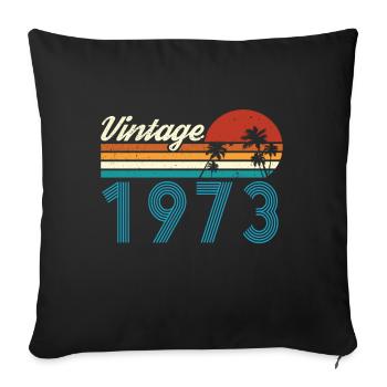 Vintage 1973 Vintage Anniversaire Rétro Vintage - Housse de coussin décorative 45 x 45 cm - noir - Devant
