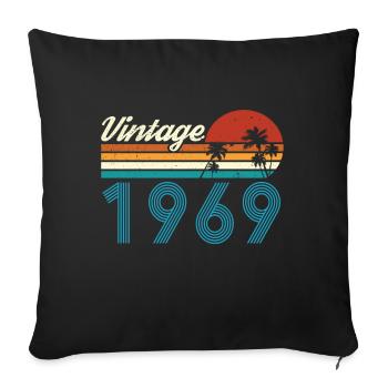 Vintage 1969 Vintage Anniversaire Rétro Vintage - Housse de coussin décorative 45 x 45 cm - noir - Devant