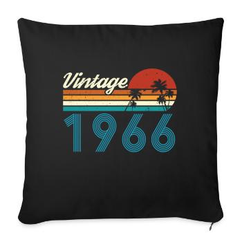 Vintage 1966 Vintage Anniversaire Rétro Vintage - Housse de coussin décorative 45 x 45 cm - noir - Devant