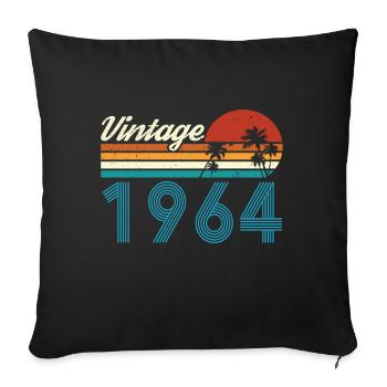 Vintage 1964 Vintage Anniversaire Rétro Vintage - Housse de coussin décorative 45 x 45 cm - noir - Devant