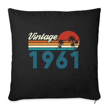 Vintage 1961 Vintage Anniversaire Rétro Vintage - Housse de coussin décorative 45 x 45 cm - noir - Devant