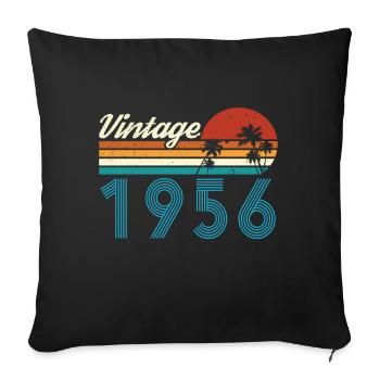 Vintage 1956 Vintage Anniversaire Rétro Vintage - Housse de coussin décorative 45 x 45 cm - noir - Devant