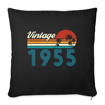 Vintage 1955 Vintage Anniversaire Rétro Vintage - Housse de coussin décorative 45 x 45 cm - noir - Devant
