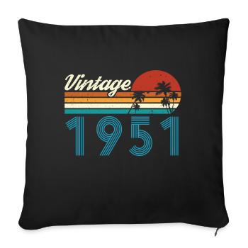 Vintage 1951 Vintage Anniversaire Rétro Vintage - Housse de coussin décorative 45 x 45 cm - noir - Devant