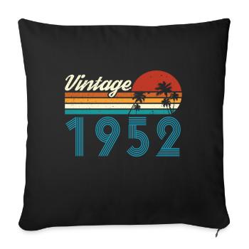 Vintage 1952 Vintage Anniversaire Rétro Vintage - Housse de coussin décorative 45 x 45 cm - noir - Devant