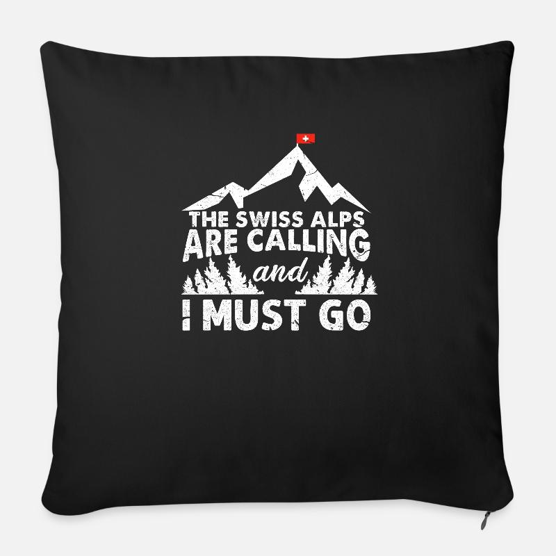 Schweiz Schweizer Swiss Alpen Geschenk - Sofakissenbezug 45 x 45 cm - Schwarz