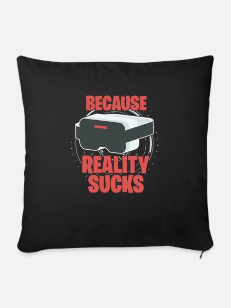 VR Virtual Reality - Sofakissenbezug 45 x 45 cm - Schwarz