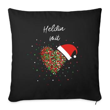 Heldin mit Herz Tagesmutter Pflege Weihanchtsoutit - Sofakissenbezug 45 x 45 cm - Schwarz - Vorne