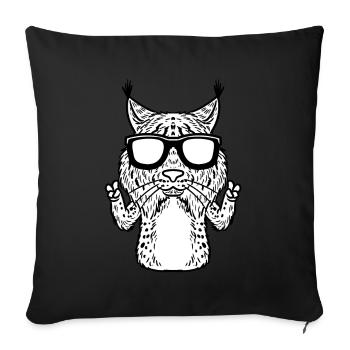 Luchse Luchs Katze Mit Sonnenbrille Lustig - Sofakissenbezug 45 x 45 cm - Schwarz - Vorne