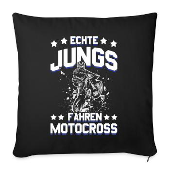 Motocross Enduro Motorrad Freestyle Extrem Sport - Sofakissenbezug 45 x 45 cm - Schwarz - Vorne