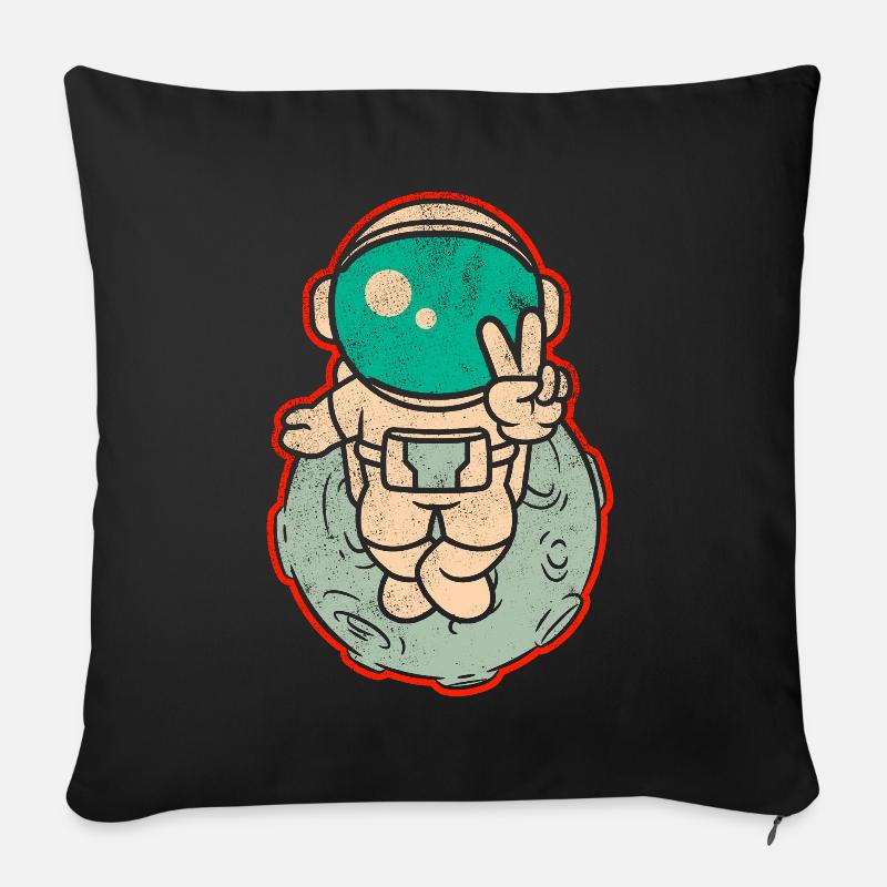 Astronaut Peace - Sofa pillowcase 17,3'' x 17,3'' (45 x 45 cm) - black