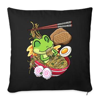 Kawaii Frog Ramen Noodles Japanese Food - Sofa pillowcase 17,3'' x 17,3'' (45 x 45 cm) - black - Front