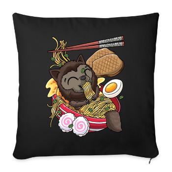 Kawaii Werewolf Ramen Halloween Noodles Anime - Sofa pillowcase 17,3'' x 17,3'' (45 x 45 cm) - black - Front