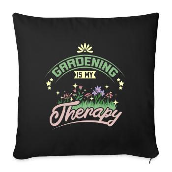 Gardening is my therapy - Sofa pillowcase 17,3'' x 17,3'' (45 x 45 cm) - black - Front