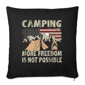 Camping More Freedom Not Possible Outdoor Camper - Sofakissenbezug 45 x 45 cm - Schwarz - Vorne