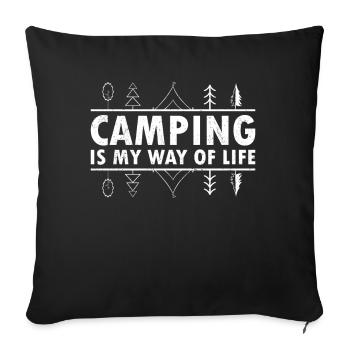 Le camping est mon mode de vie camping-car en plein air - Housse de coussin décorative 45 x 45 cm - noir - Devant