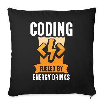 Programming with Energydrinks Coding Code Coder - Sofa pillowcase 17,3'' x 17,3'' (45 x 45 cm) - black - Front
