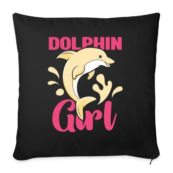 Dolphin Girls Dauphins Dauphins Dolphins Amoureux des dauphins - Housse de coussin décorative 45 x 45 cm - noir - Devant