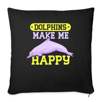 Les dauphins me rendent heureux Dauphin dauphin - Housse de coussin décorative 45 x 45 cm - noir - Devant