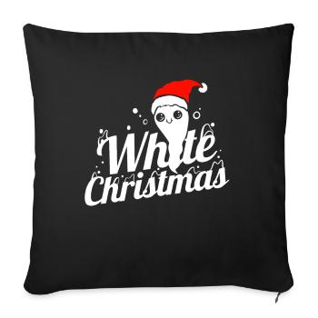 Fantôme mignon avec chapeau de Père Noël apporte Noël blanc - Housse de coussin décorative 45 x 45 cm - noir - Devant