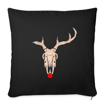 Rudolph Reindeer Skull With Red Nose Christmas - Sofakissenbezug 45 x 45 cm - Schwarz - Vorne