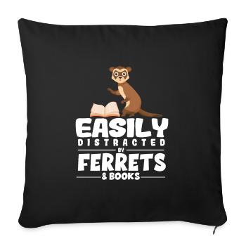 Frettchen Liebhaber | Bücher Lesen Tiere Geschenke - Sofakissenbezug 45 x 45 cm - Schwarz - Vorne