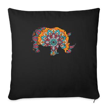Mandala Nashorn Geometre Muster - Sofakissenbezug 45 x 45 cm - Schwarz - Vorne