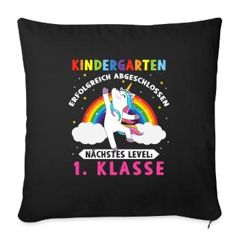Kindergarten abgeschlossen Nächstes Level 1 Klasse - Sofakissenbezug 45 x 45 cm - Schwarz - Vorne