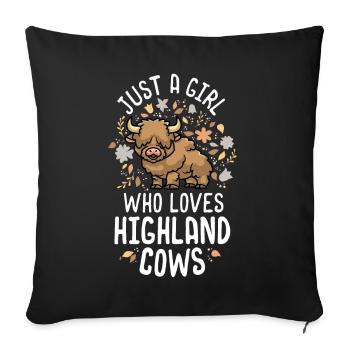 Juste une fille qui aime highland cows écossais - Housse de coussin décorative 45 x 45 cm - noir - Devant